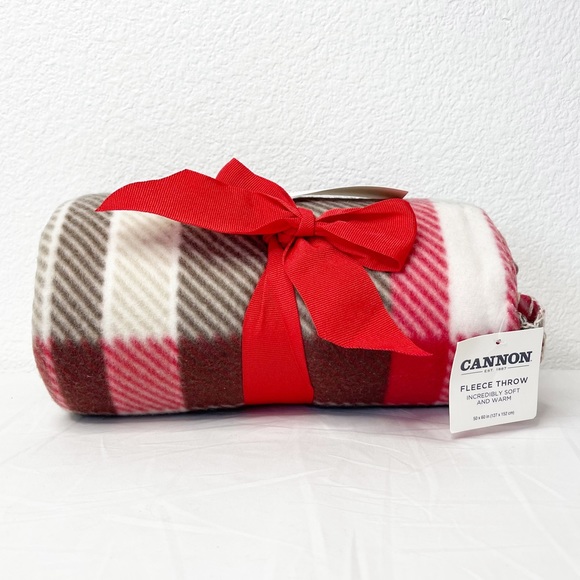 Cannon Other - Cannon Fleece Blanket Red Plaid Throw Warm and Soft Holliday Christmas